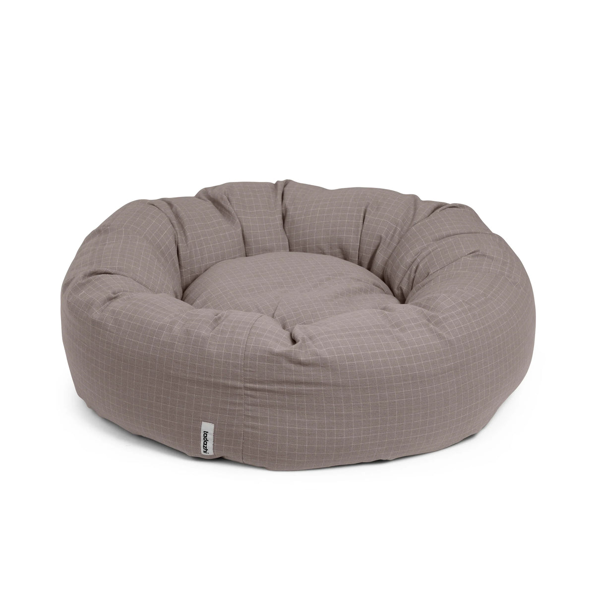 Donut bed geblokt Donker zand