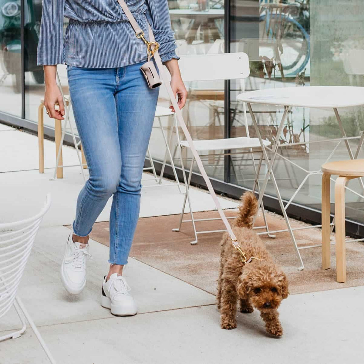 Honden poepzakhouder Taupe met goud